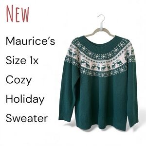 Maurices Teal Festive Sweater